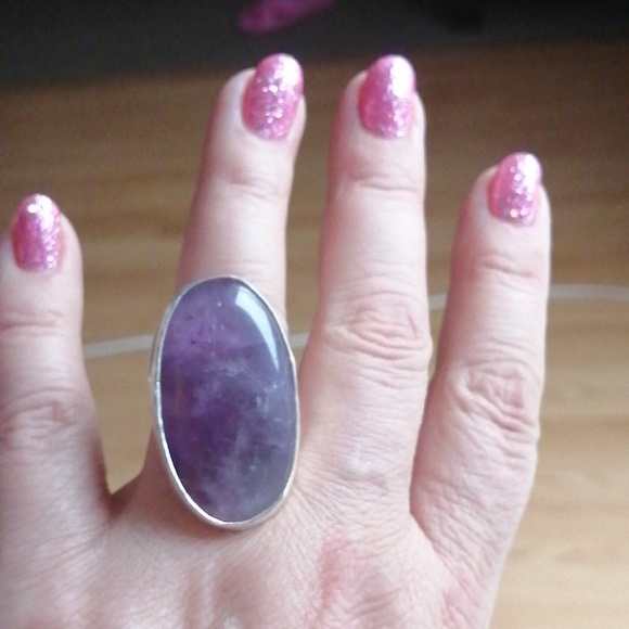 Very unusual art deco fashion ring with  genuine Amethyst size 9 - Picture 5 of 5